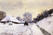 Claude Monet The Cart Snow-Covered Road at Honfleur oil painting on canvas